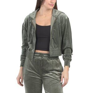 NOIZE Jade Velvet Loose Fit Zip Up Hooded Jacket